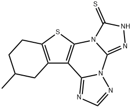 12-methyl-10,11,12,13-tetrahydro[1]benzothieno[3,2-e]di[1,2,4]triazolo[4,3-a:1,5-c]pyrimidin-7-yl hydrosulfide Struktur