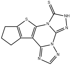 11,12-dihydro-10H-cyclopenta[4,5]thieno[3,2-e]di[1,2,4]triazolo[4,3-a:1,5-c]pyrimidin-7-yl hydrosulfide Struktur