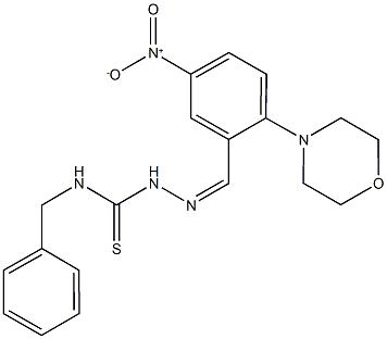 5-nitro-2-(4-morpholinyl)benzaldehyde N-benzylthiosemicarbazone Struktur