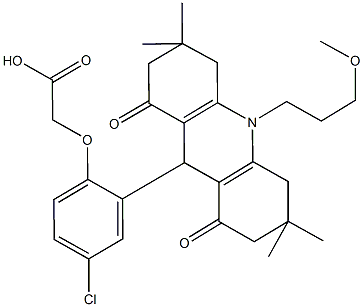 {4-chloro-2-[10-(3-methoxypropyl)-3,3,6,6-tetramethyl-1,8-dioxo-1,2,3,4,5,6,7,8,9,10-decahydro-9-acridinyl]phenoxy}aceticacid Struktur