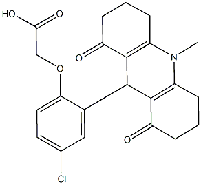 [4-chloro-2-(10-methyl-1,8-dioxo-1,2,3,4,5,6,7,8,9,10-decahydro-9-acridinyl)phenoxy]acetic acid Struktur