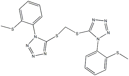 1-[2-(methylsulfanyl)phenyl]-5-{[({1-[2-(methylsulfanyl)phenyl]-1H-tetraazol-5-yl}sulfanyl)methyl]sulfanyl}-1H-tetraazole Struktur