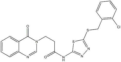 N-{5-[(2-chlorobenzyl)sulfanyl]-1,3,4-thiadiazol-2-yl}-3-(4-oxo-3(4H)-quinazolinyl)propanamide Struktur