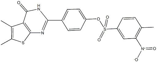 4-(5,6-dimethyl-4-oxo-3,4-dihydrothieno[2,3-d]pyrimidin-2-yl)phenyl3-nitro-4-methylbenzenesulfonate Struktur