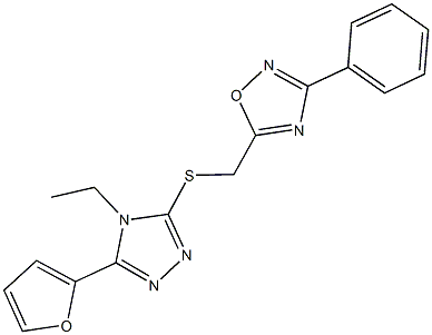 4-ethyl-5-(2-furyl)-4H-1,2,4-triazol-3-yl (3-phenyl-1,2,4-oxadiazol-5-yl)methyl sulfide Struktur