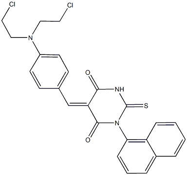 5-{4-[bis(2-chloroethyl)amino]benzylidene}-1-(1-naphthyl)-2-thioxodihydro-4,6(1H,5H)-pyrimidinedione Struktur