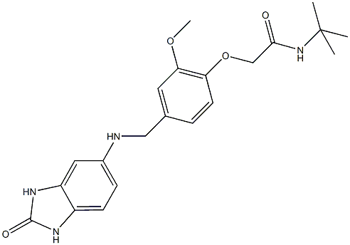 N-(tert-butyl)-2-(2-methoxy-4-{[(2-oxo-2,3-dihydro-1H-benzimidazol-5-yl)amino]methyl}phenoxy)acetamide Struktur