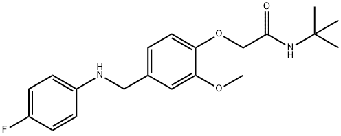 N-(tert-butyl)-2-{4-[(4-fluoroanilino)methyl]-2-methoxyphenoxy}acetamide Struktur