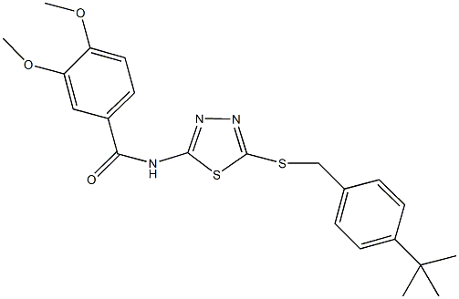 N-{5-[(4-tert-butylbenzyl)sulfanyl]-1,3,4-thiadiazol-2-yl}-3,4-dimethoxybenzamide Struktur