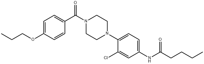 N-{3-chloro-4-[4-(4-propoxybenzoyl)-1-piperazinyl]phenyl}pentanamide Struktur