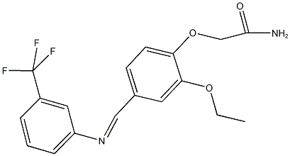 2-[2-ethoxy-4-({[3-(trifluoromethyl)phenyl]imino}methyl)phenoxy]acetamide Struktur