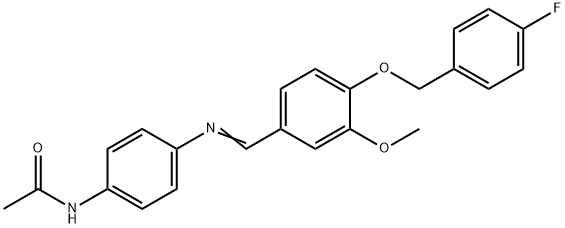 N-[4-({4-[(4-fluorobenzyl)oxy]-3-methoxybenzylidene}amino)phenyl]acetamide Struktur