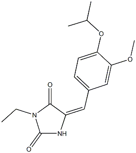 3-ethyl-5-(4-isopropoxy-3-methoxybenzylidene)-2,4-imidazolidinedione Struktur