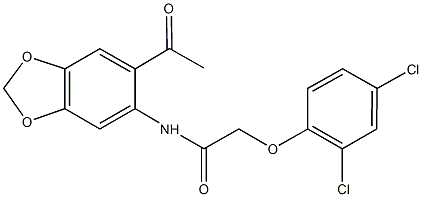 N-(6-acetyl-1,3-benzodioxol-5-yl)-2-(2,4-dichlorophenoxy)acetamide Struktur