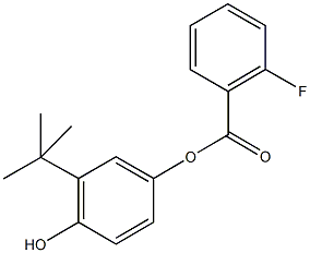 3-tert-butyl-4-hydroxyphenyl 2-fluorobenzoate Struktur