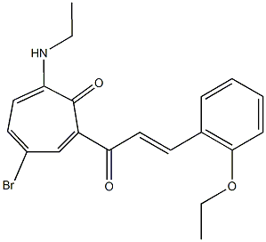 4-bromo-2-[3-(2-ethoxyphenyl)acryloyl]-7-(ethylamino)-2,4,6-cycloheptatrien-1-one Struktur