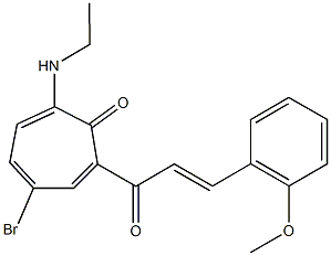 4-bromo-7-(ethylamino)-2-[3-(2-methoxyphenyl)acryloyl]-2,4,6-cycloheptatrien-1-one Struktur