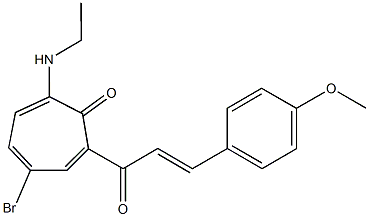 4-bromo-7-(ethylamino)-2-[3-(4-methoxyphenyl)acryloyl]-2,4,6-cycloheptatrien-1-one Struktur