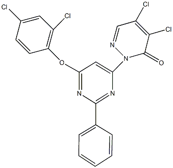 4,5-dichloro-2-[6-(2,4-dichlorophenoxy)-2-phenyl-4-pyrimidinyl]-3(2H)-pyridazinone Struktur