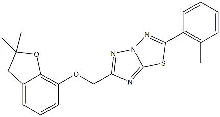 2,2-dimethyl-2,3-dihydro-1-benzofuran-7-yl [2-(2-methylphenyl)[1,2,4]triazolo[5,1-b][1,3,4]thiadiazol-6-yl]methyl ether Struktur