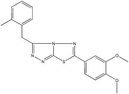 6-(3,4-dimethoxyphenyl)-3-(2-methylbenzyl)[1,2,4]triazolo[3,4-b][1,3,4]thiadiazole Struktur