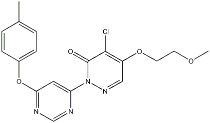 4-chloro-5-(2-methoxyethoxy)-2-[6-(4-methylphenoxy)-4-pyrimidinyl]-3(2H)-pyridazinone Struktur