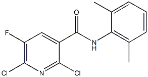 2,6-dichloro-N-(2,6-dimethylphenyl)-5-fluoronicotinamide Struktur