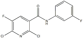 2,6-dichloro-5-fluoro-N-(3-fluorophenyl)nicotinamide Struktur