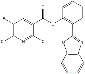 2-(1,3-benzoxazol-2-yl)phenyl2,6-dichloro-5-fluoronicotinate Struktur