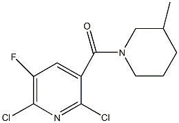 2,6-dichloro-3-fluoro-5-[(3-methyl-1-piperidinyl)carbonyl]pyridine Struktur