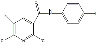 2,6-dichloro-5-fluoro-N-(4-iodophenyl)nicotinamide Struktur