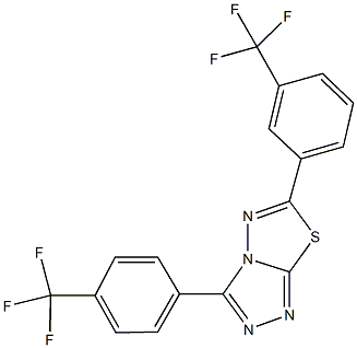 6-[3-(trifluoromethyl)phenyl]-3-[4-(trifluoromethyl)phenyl][1,2,4]triazolo[3,4-b][1,3,4]thiadiazole Struktur