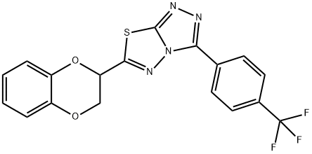 6-(2,3-dihydro-1,4-benzodioxin-2-yl)-3-[4-(trifluoromethyl)phenyl][1,2,4]triazolo[3,4-b][1,3,4]thiadiazole Struktur