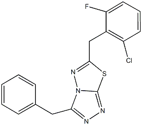 3-benzyl-6-(2-chloro-6-fluorobenzyl)[1,2,4]triazolo[3,4-b][1,3,4]thiadiazole Struktur