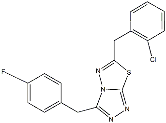 6-(2-chlorobenzyl)-3-(4-fluorobenzyl)[1,2,4]triazolo[3,4-b][1,3,4]thiadiazole Struktur