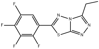 3-ethyl-6-(2,3,4,5-tetrafluorophenyl)[1,2,4]triazolo[3,4-b][1,3,4]thiadiazole Struktur