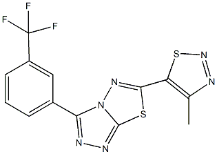 6-(4-methyl-1,2,3-thiadiazol-5-yl)-3-[3-(trifluoromethyl)phenyl][1,2,4]triazolo[3,4-b][1,3,4]thiadiazole Struktur