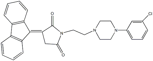 1-{2-[4-(3-chlorophenyl)-1-piperazinyl]ethyl}-3-(9H-fluoren-9-ylidene)-2,5-pyrrolidinedione Struktur