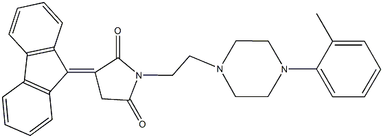 3-(9H-fluoren-9-ylidene)-1-{2-[4-(2-methylphenyl)-1-piperazinyl]ethyl}-2,5-pyrrolidinedione Struktur