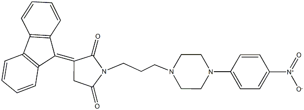 3-(9H-fluoren-9-ylidene)-1-[3-(4-{4-nitrophenyl}-1-piperazinyl)propyl]-2,5-pyrrolidinedione Struktur