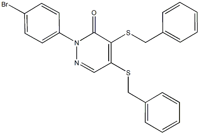 4,5-bis(benzylsulfanyl)-2-(4-bromophenyl)-3(2H)-pyridazinone Struktur