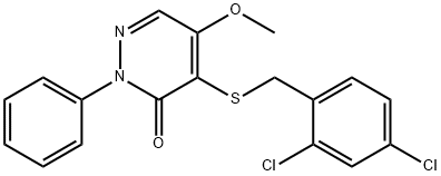 4-[(2,4-dichlorobenzyl)sulfanyl]-5-methoxy-2-phenyl-3(2H)-pyridazinone Struktur