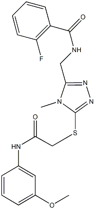 2-fluoro-N-[(5-{[2-(3-methoxyanilino)-2-oxoethyl]sulfanyl}-4-methyl-4H-1,2,4-triazol-3-yl)methyl]benzamide Struktur