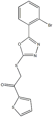 2-{[5-(2-bromophenyl)-1,3,4-oxadiazol-2-yl]sulfanyl}-1-(2-thienyl)ethanone Struktur