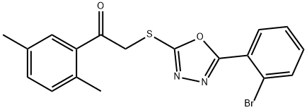 2-{[5-(2-bromophenyl)-1,3,4-oxadiazol-2-yl]thio}-1-(2,5-dimethylphenyl)ethanone Struktur