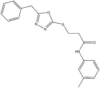 3-[(5-benzyl-1,3,4-oxadiazol-2-yl)sulfanyl]-N-(3-methylphenyl)propanamide Struktur