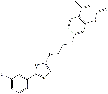 7-(2-{[5-(3-chlorophenyl)-1,3,4-oxadiazol-2-yl]sulfanyl}ethoxy)-4-methyl-2H-chromen-2-one Struktur