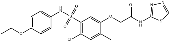 2-{4-chloro-5-[(4-ethoxyanilino)sulfonyl]-2-methylphenoxy}-N-(1,3,4-thiadiazol-2-yl)acetamide Struktur