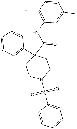 N-(2,5-dimethylphenyl)-4-phenyl-1-(phenylsulfonyl)-4-piperidinecarboxamide Struktur