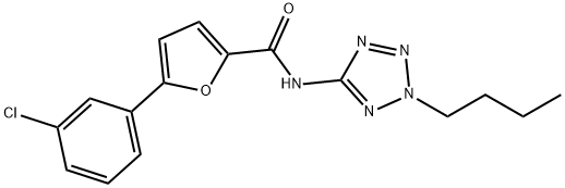 N-(2-butyl-2H-tetraazol-5-yl)-5-(3-chlorophenyl)-2-furamide Struktur